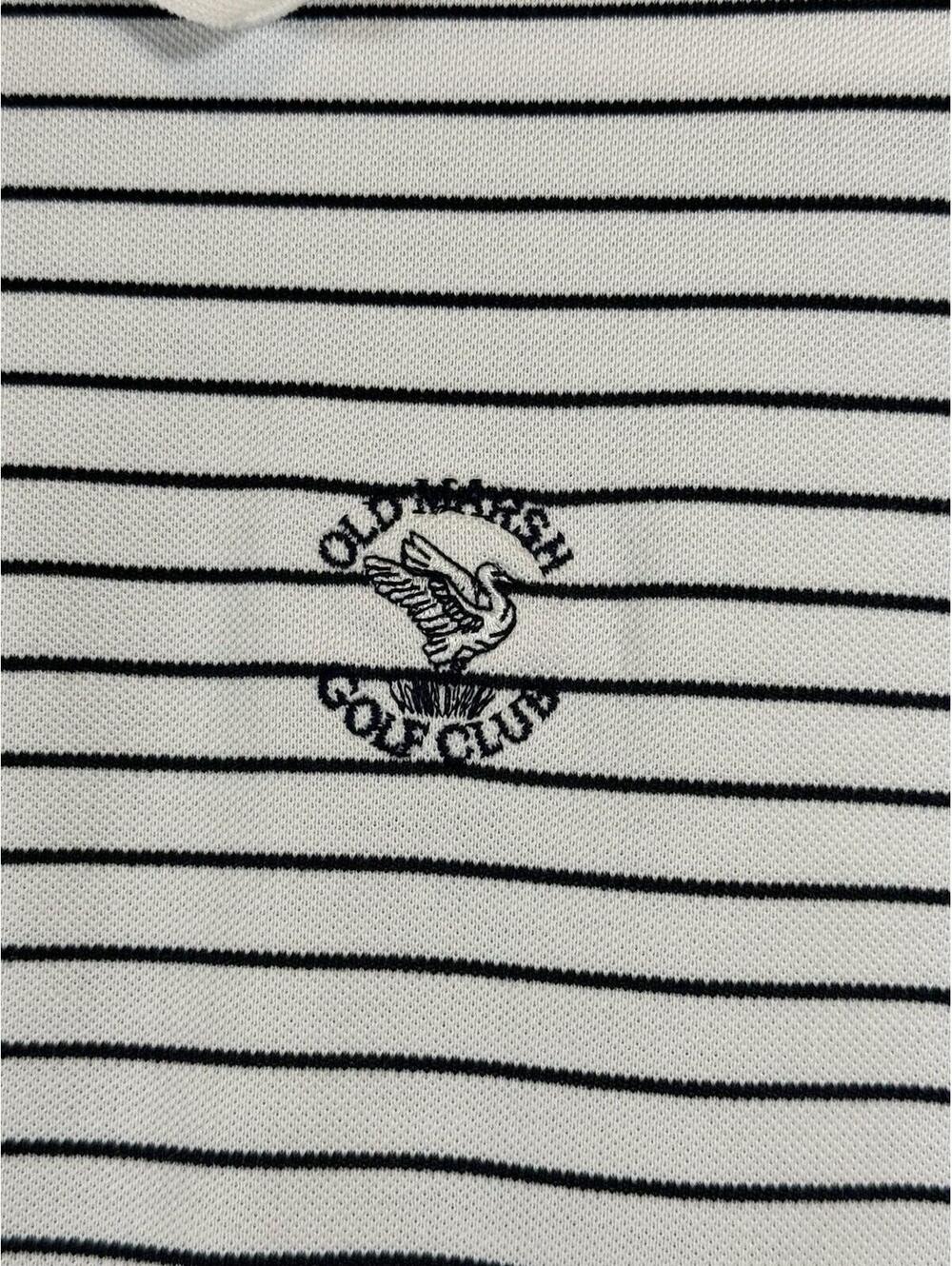 Vintage Old Marsh Golf Club Polo Shirt White Black Stripe Robert Bryan Size L - Picture 6 of 15